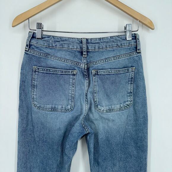 Anthropologie Pilcro High Rise Slim Straight Jeans Distressed Denim Medium Wash - Picture 8 of 10